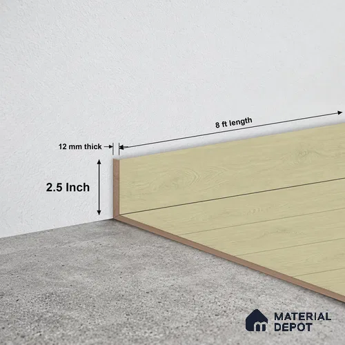 MDF Skirting Majesty Grande TF 00339 D | 8 ft x 2.5 Inch | Compatible for Laminate Wood Floor LF 00345 E | Clean Edge Cover for Floor-Wall Gap