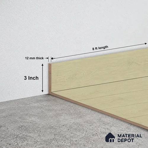 MDF Skirting Majesty Grande TF 00339 E | 8 ft x 3 Inch | Compatible for Laminate Wood Floor LF 00345 E | Clean Edge Cover for Floor-Wall Gap