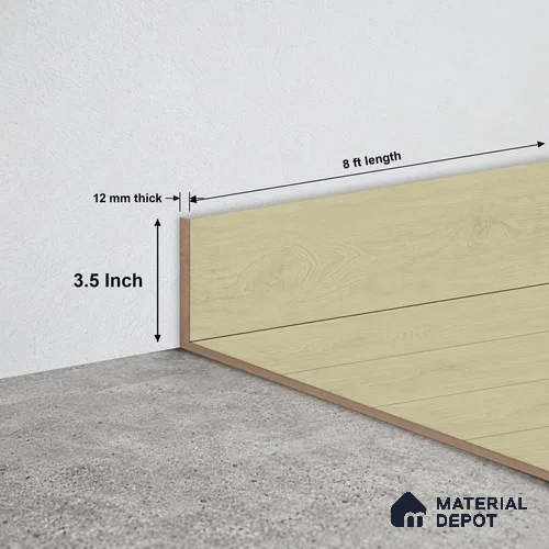 MDF Skirting Majesty Grande TF 00339 F | 8 ft x 3.5 Inch | Compatible for Laminate Wood Floor LF 00345 E | Clean Edge Cover for Floor-Wall Gap