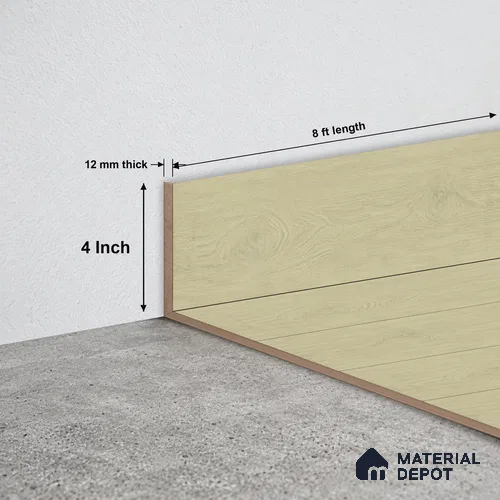 MDF Skirting Majesty Grande TF 00339 G | 8 ft x 4 Inch | Compatible for Laminate Wood Floor LF 00345 E | Clean Edge Cover for Floor-Wall Gap