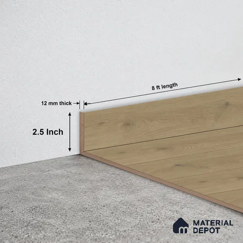 MDF Skirting Majesty Grande TF 00340 D | 8 ft x 2.5 Inch | Compatible for Laminate Wood Floor LF 00345 F | Clean Edge Cover for Floor-Wall Gap