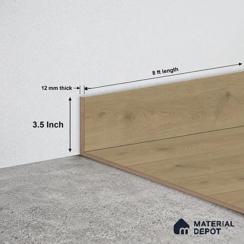 MDF Skirting Majesty Grande TF 00340 F | 8 ft x 3.5 Inch | Compatible for Laminate Wood Floor LF 00345 F | Clean Edge Cover for Floor-Wall Gap
