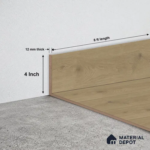 MDF Skirting Majesty Grande TF 00340 G | 8 ft x 4 Inch | Compatible for Laminate Wood Floor LF 00345 F | Clean Edge Cover for Floor-Wall Gap