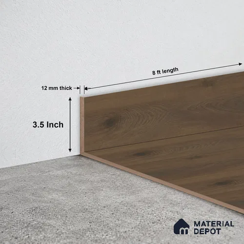 MDF Skirting Majesty Grande TF 00341 F | 8 ft x 3.5 Inch | Compatible for Laminate Wood Floor LF 00345 G | Clean Edge Cover for Floor-Wall Gap
