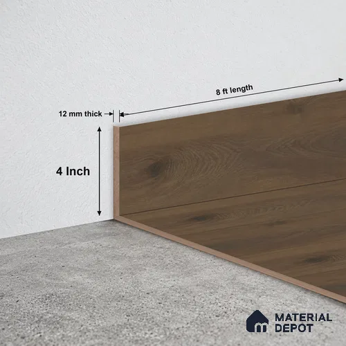 MDF Skirting Majesty Grande TF 00341 G | 8 ft x 4 Inch | Compatible for Laminate Wood Floor LF 00345 G | Clean Edge Cover for Floor-Wall Gap