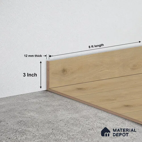 MDF Skirting Majesty Grande TF 00342 E | 8 ft x 3 Inch | Compatible for Laminate Wood Floor LF 00345 H | Clean Edge Cover for Floor-Wall Gap