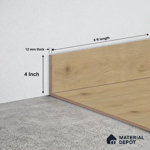 MDF Skirting Majesty Grande TF 00342 G | 8 ft x 4 Inch | Compatible for Laminate Wood Floor LF 00345 H | Clean Edge Cover for Floor-Wall Gap