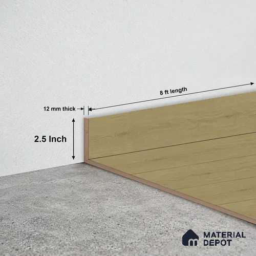 MDF Skirting Majesty Grande TF 00343 D | 8 ft x 2.5 Inch | Compatible for Laminate Wood Floor LF 00345 I | Clean Edge Cover for Floor-Wall Gap