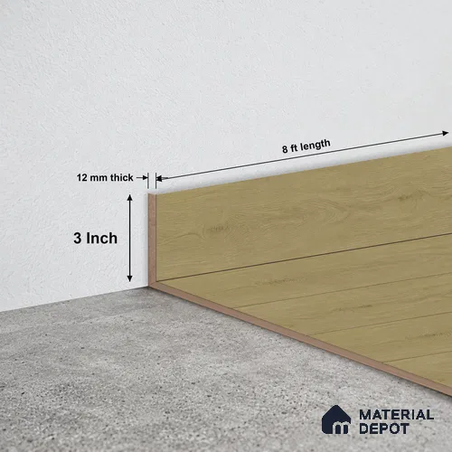 MDF Skirting Majesty Grande TF 00343 E | 8 ft x 3 Inch | Compatible for Laminate Wood Floor LF 00345 I | Clean Edge Cover for Floor-Wall Gap
