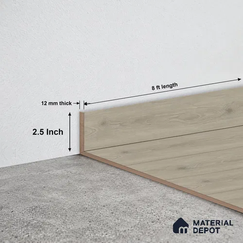 MDF Skirting Majesty Grande TF 00344 D | 8 ft x 2.5 Inch | Compatible for Laminate Wood Floor LF 00345 J | Clean Edge Cover for Floor-Wall Gap