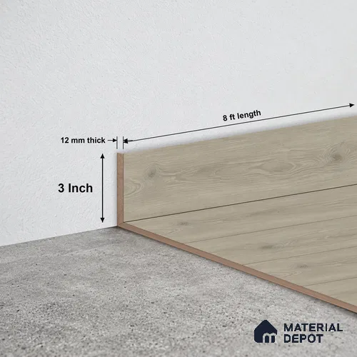 MDF Skirting Majesty Grande TF 00344 E | 8 ft x 3 Inch | Compatible for Laminate Wood Floor LF 00345 J | Clean Edge Cover for Floor-Wall Gap