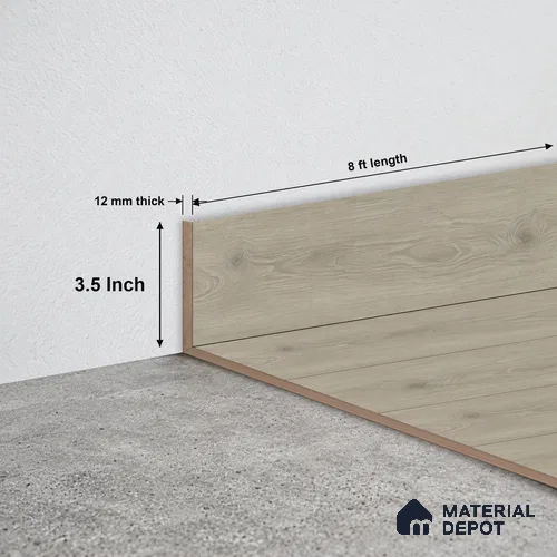 MDF Skirting Majesty Grande TF 00344 F | 8 ft x 3.5 Inch | Compatible for Laminate Wood Floor LF 00345 J | Clean Edge Cover for Floor-Wall Gap