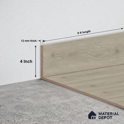 MDF Skirting Majesty Grande TF 00344 G | 8 ft x 4 Inch | Compatible for Laminate Wood Floor LF 00345 J | Clean Edge Cover for Floor-Wall Gap