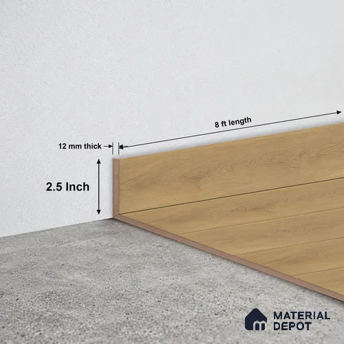 MDF Skirting Majesty Grande TF 00335 D | 8 ft x 2.5 Inch | Compatible for Laminate Wood Floor LF 00345 | Clean Edge Cover for Floor-Wall Gap