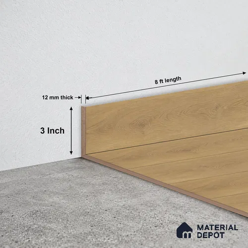 MDF Skirting Majesty Grande TF 00335 E | 8 ft x 3 Inch | Compatible for Laminate Wood Floor LF 00345 | Clean Edge Cover for Floor-Wall Gap