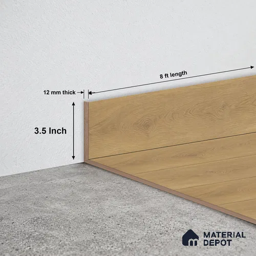 MDF Skirting Majesty Grande TF 00335 F | 8 ft x 3.5 Inch | Compatible for Laminate Wood Floor LF 00345 | Clean Edge Cover for Floor-Wall Gap