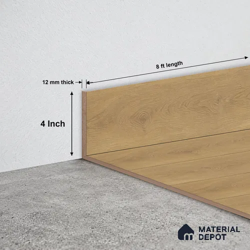 MDF Skirting Majesty Grande TF 00335 G | 8 ft x 4 Inch | Compatible for Laminate Wood Floor LF 00345 | Clean Edge Cover for Floor-Wall Gap
