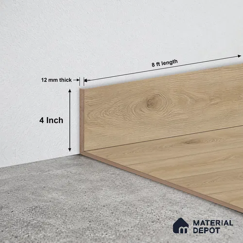 MDF Skirting Oak Artisan TF 00346 G | 8 ft x 4 Inch | Compatible for Laminate Wood Floor LF 00346 B | Clean Edge Cover for Floor-Wall Gap