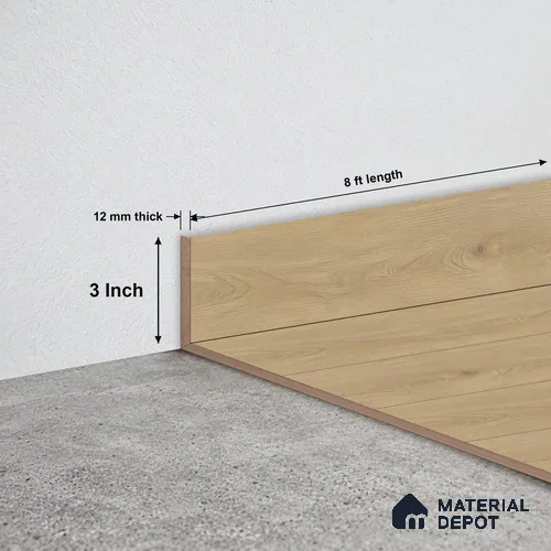 MDF Skirting Oak Artisan TF 00347 E | 8 ft x 3 Inch | Compatible for Laminate Wood Floor LF 00346 C | Clean Edge Cover for Floor-Wall Gap