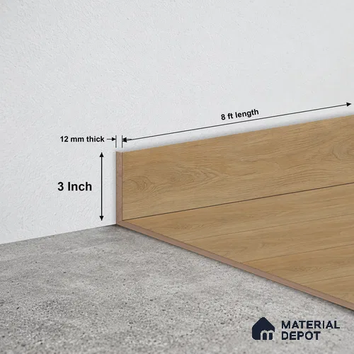 MDF Skirting Oak Artisan TF 00348 E | 8 ft x 3 Inch | Compatible for Laminate Wood Floor LF 00346 D | Clean Edge Cover for Floor-Wall Gap