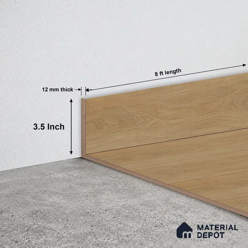 MDF Skirting Oak Artisan TF 00348 F | 8 ft x 3.5 Inch | Compatible for Laminate Wood Floor LF 00346 D | Clean Edge Cover for Floor-Wall Gap