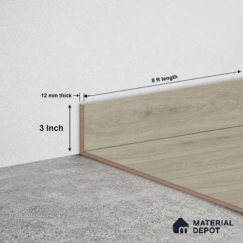 MDF Skirting Oak Artisan TF 00349 E | 8 ft x 3 Inch | Compatible for Laminate Wood Floor LF 00346 E | Clean Edge Cover for Floor-Wall Gap