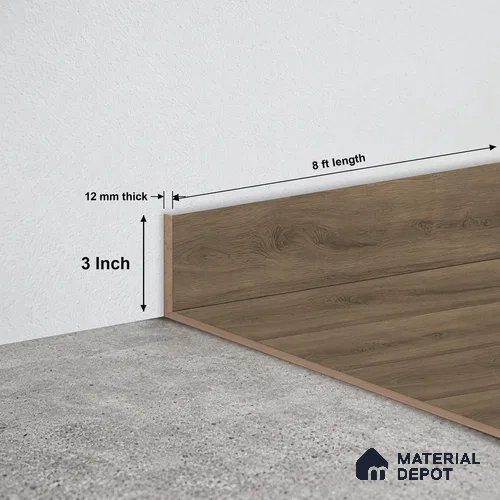MDF Skirting Oak Artisan TF 00350 E | 8 ft x 3 Inch | Compatible for Laminate Wood Floor LF 00346 F | Clean Edge Cover for Floor-Wall Gap