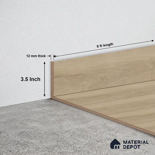 MDF Skirting Oak Artisan TF 00351 F | 8 ft x 3.5 Inch | Compatible for Laminate Wood Floor LF 00346 G | Clean Edge Cover for Floor-Wall Gap