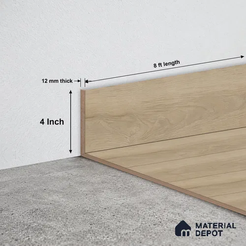 MDF Skirting Oak Artisan TF 00351 G | 8 ft x 4 Inch | Compatible for Laminate Wood Floor LF 00346 G | Clean Edge Cover for Floor-Wall Gap