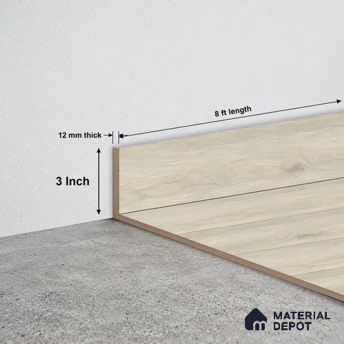 MDF Skirting Oak Artisan TF 00345 E | 8 ft x 3 Inch | Compatible for Laminate Wood Floor LF 00346 | Clean Edge Cover for Floor-Wall Gap