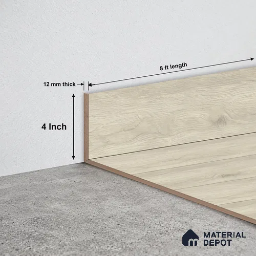 MDF Skirting Oak Artisan TF 00345 G | 8 ft x 4 Inch | Compatible for Laminate Wood Floor LF 00346 | Clean Edge Cover for Floor-Wall Gap