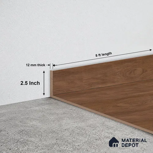 MDF Skirting | TF 00622 D | 8 ft x 2.5 Inch - 12 mm | Compatible for Laminate Wood Floor LF 00361 B | Clean Edge Cover for Floor-Wall Gap