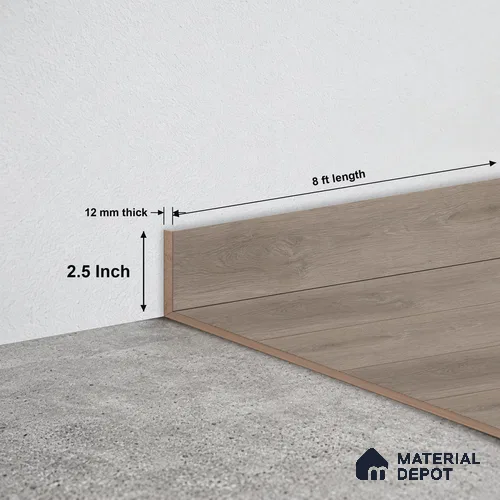 MDF Skirting | TF 00621 D | 8 ft x 2.5 Inch - 12 mm | Compatible for Laminate Wood Floor LF 00361 C | Clean Edge Cover for Floor-Wall Gap
