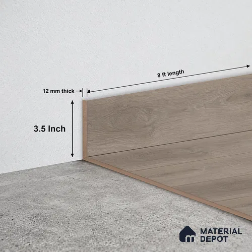 MDF Skirting | TF 00621 F | 8 ft x 3.5 Inch - 12 mm | Compatible for Laminate Wood Floor LF 00361 C | Clean Edge Cover for Floor-Wall Gap