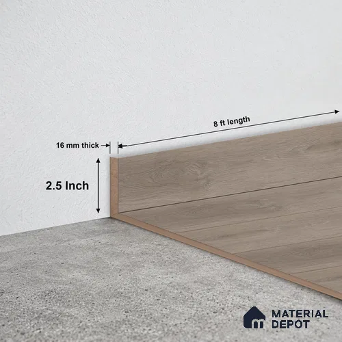 MDF Skirting | TF 00621 H | 8 ft x 2.5 Inch - 16 mm | Compatible for Laminate Wood Floor LF 00361 C | Clean Edge Cover for Floor-Wall Gap