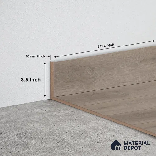 MDF Skirting | TF 00621 J | 8 ft x 3.5 Inch - 16 mm | Compatible for Laminate Wood Floor LF 00361 C | Clean Edge Cover for Floor-Wall Gap