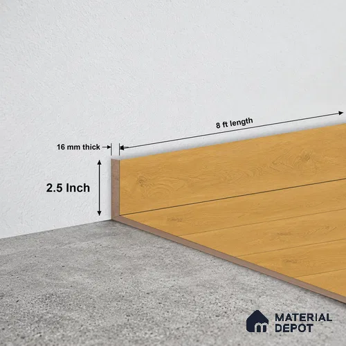 MDF Skirting | TF 00703 H | 8 ft x 2.5 Inch - 16 mm | Compatible for Laminate Wood Floor LF 00323 C | Clean Edge Cover for Floor-Wall Gap