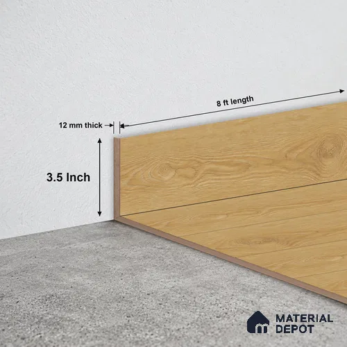 MDF Skirting Radiant TF 00262 F | 8 ft x 3.5 Inch | Compatible for Laminate Wood Floor LF 00333 E | Clean Edge Cover for Floor-Wall Gap