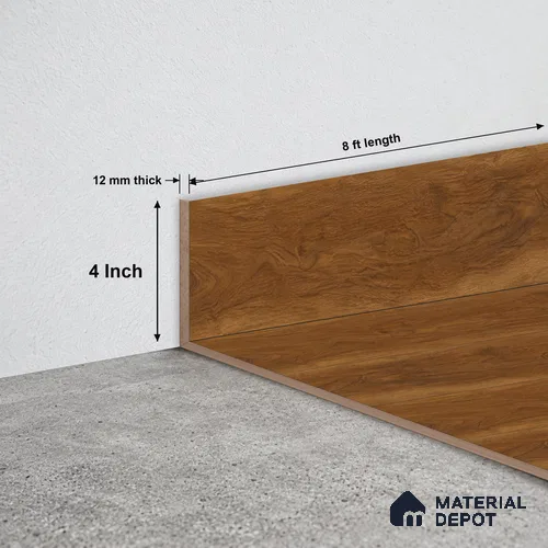 MDF Skirting Radiant TF 00264 G | 8 ft x 4 Inch | Compatible for Laminate Wood Floor LF 00333 G | Clean Edge Cover for Floor-Wall Gap