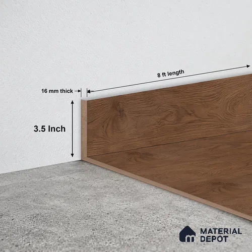 MDF Skirting | TF 00627 J | 8 ft x 3.5 Inch - 16 mm | Compatible for Laminate Wood Floor LF 00349 B | Clean Edge Cover for Floor-Wall Gap