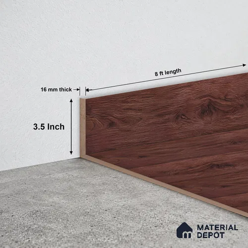 MDF Skirting | TF 00626 J | 8 ft x 3.5 Inch - 16 mm | Compatible for Laminate Wood Floor LF 00349 C | Clean Edge Cover for Floor-Wall Gap