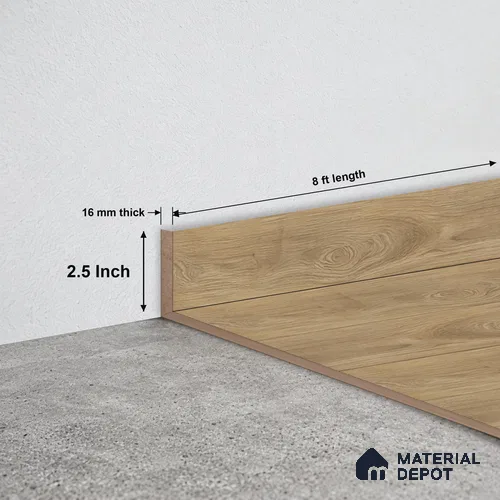 MDF Skirting | TF 00624 H | 8 ft x 2.5 Inch - 16 mm | Compatible for Laminate Wood Floor LF 00349 F | Clean Edge Cover for Floor-Wall Gap