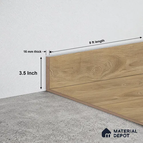 MDF Skirting | TF 00624 J | 8 ft x 3.5 Inch - 16 mm | Compatible for Laminate Wood Floor LF 00349 F | Clean Edge Cover for Floor-Wall Gap