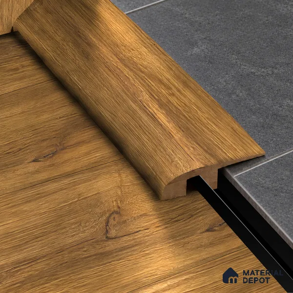 MDF Reducer R Profile Reserve TF 00237 H | 8 ft x 12 mm x 12 mm | Compatible for Laminate Wood Floor LF 00326 H | Smooth Slope Between High & Low Floors