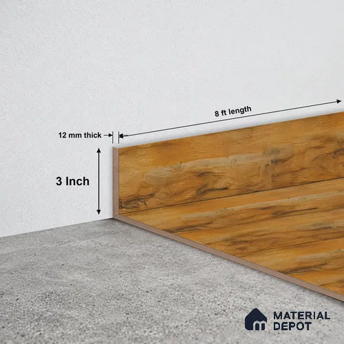 MDF Skirting Robust TF 00239 E | 8 ft x 3 Inch | Compatible for Laminate Wood Floor LF 00329 B | Clean Edge Cover for Floor-Wall Gap