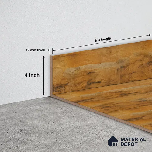 MDF Skirting Robust TF 00239 G | 8 ft x 4 Inch | Compatible for Laminate Wood Floor LF 00329 B | Clean Edge Cover for Floor-Wall Gap