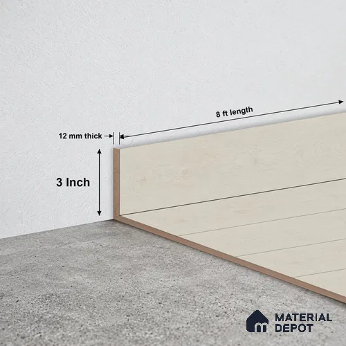 MDF Skirting Rustic Royal Oak TF 00273 E | 8 ft x 3 Inch | Compatible for Laminate Wood Floor LF 00335 B | Clean Edge Cover for Floor-Wall Gap