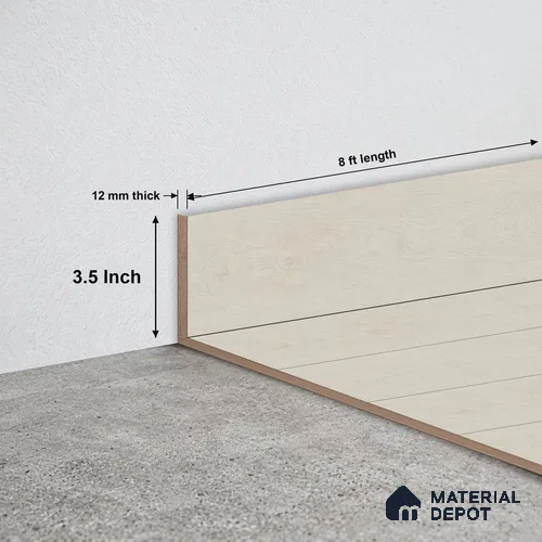 MDF Skirting Rustic Royal Oak TF 00273 F | 8 ft x 3.5 Inch | Compatible for Laminate Wood Floor LF 00335 B | Clean Edge Cover for Floor-Wall Gap