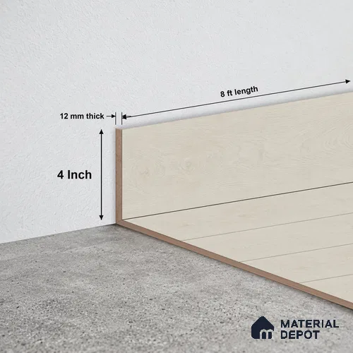 MDF Skirting Rustic Royal Oak TF 00273 G | 8 ft x 4 Inch | Compatible for Laminate Wood Floor LF 00335 B | Clean Edge Cover for Floor-Wall Gap