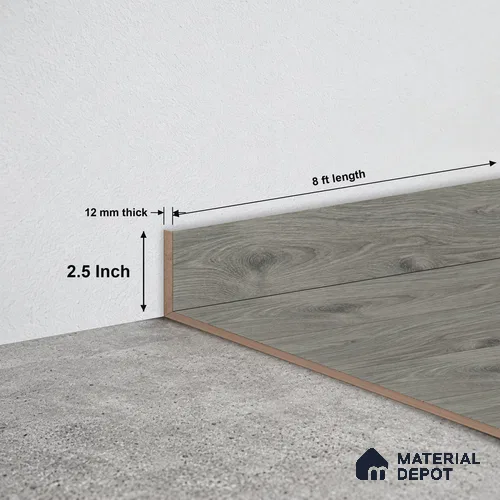 MDF Skirting Rustic Royal Oak TF 00274 D | 8 ft x 2.5 Inch | Compatible for Laminate Wood Floor LF 00335 C | Clean Edge Cover for Floor-Wall Gap